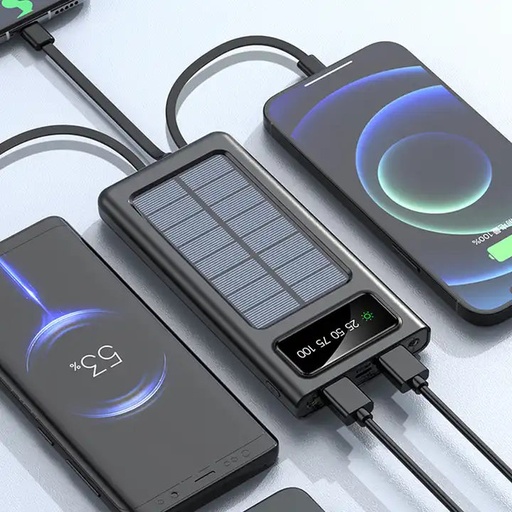 [SPB-N-MAW-ZAM] Solar Power Bank 20000CmAh, Fast Charging Built in Cable